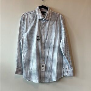 Tommy Hilfiger White and Blue Plaid Dress Shirt